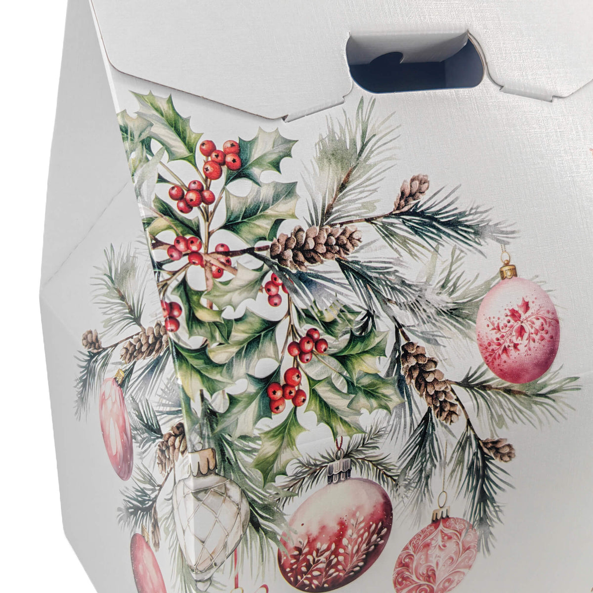 Caixa Cabaz Baulotto - Branco, Vermelho e Branco - "Addobbi di Natale"