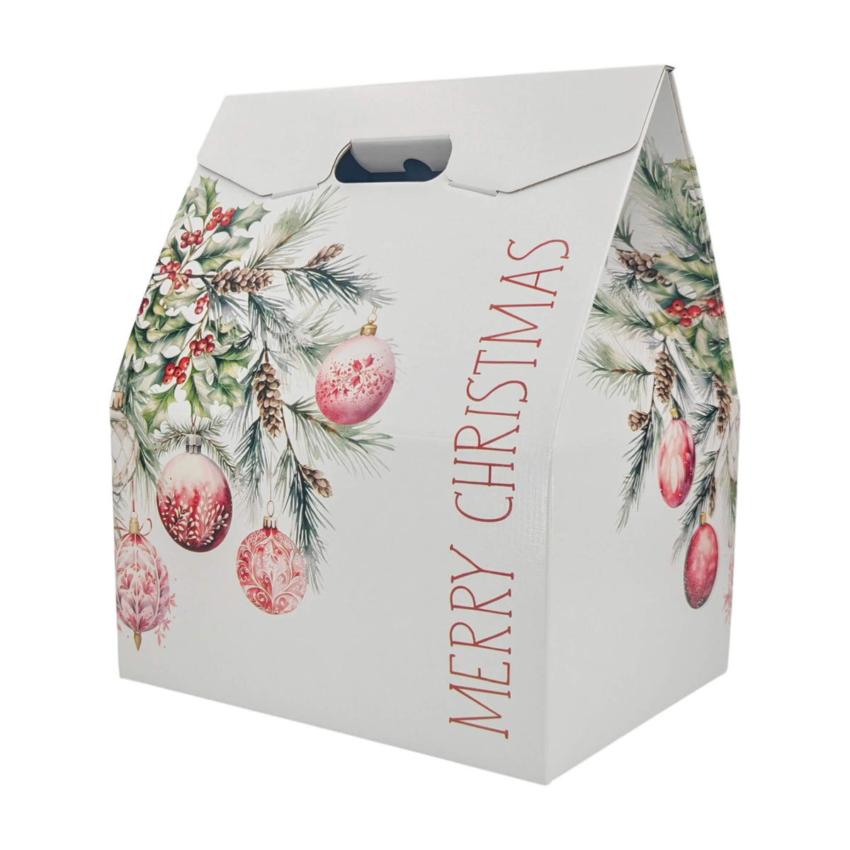 Caixa Cabaz Baulotto - Branco, Vermelho e Branco - "Addobbi di Natale"