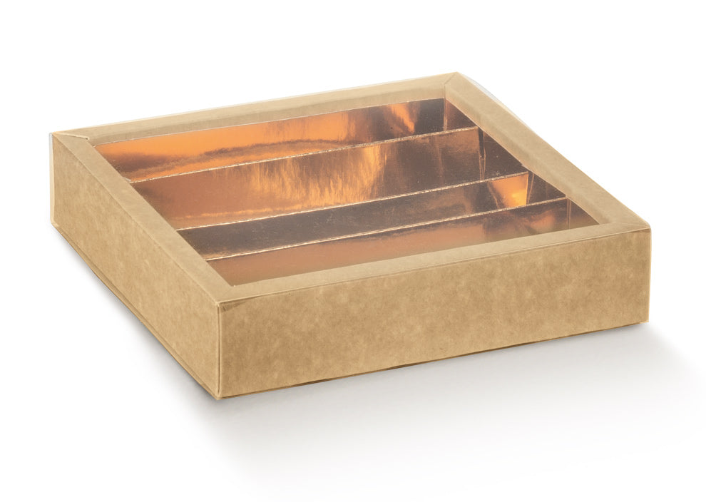 Cajas de PVC con funda y separadores - Kraft y Oro