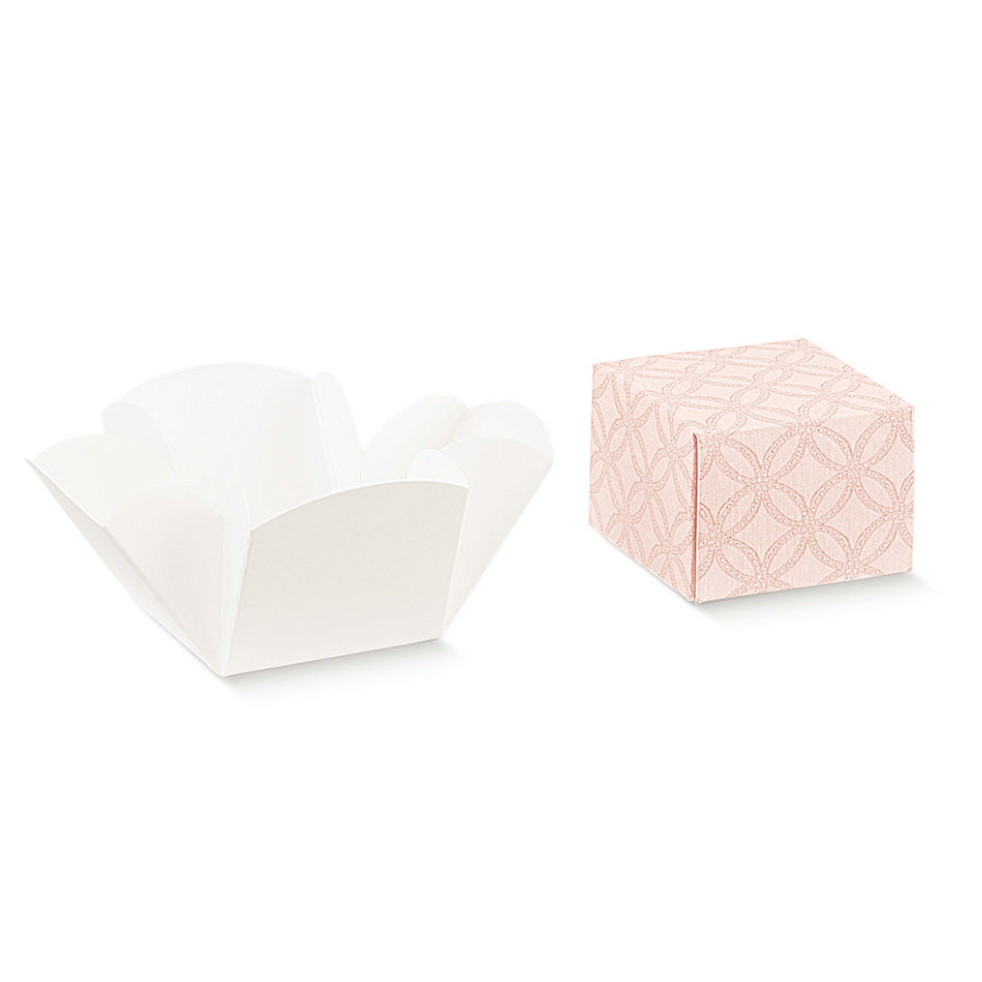 Fleur Boxes with Lid and Base - Pink - "Matelasse"