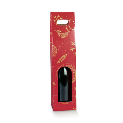Caixas com Janela para Garrafas - Vermelho e Ouro - "Red Universe"