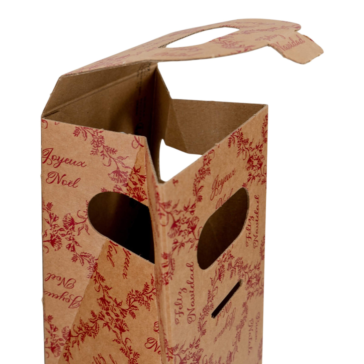 Cajas con Ventana para Botellas - Kraft y Rojo - "Royal Garden"