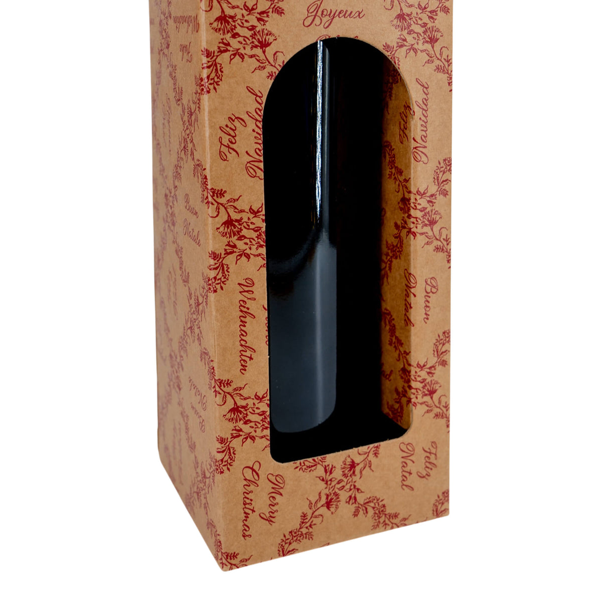 Cajas con Ventana para Botellas - Kraft y Rojo - "Royal Garden"