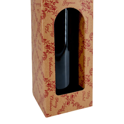 Cajas con Ventana para Botellas - Kraft y Rojo - "Royal Garden"
