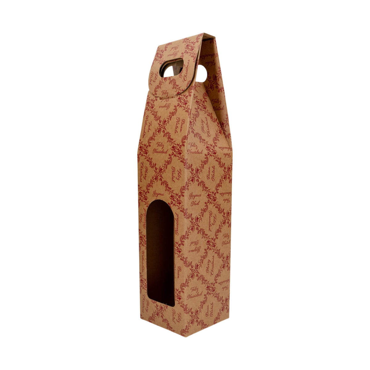 Cajas con Ventana para Botellas - Kraft y Rojo - "Royal Garden"
