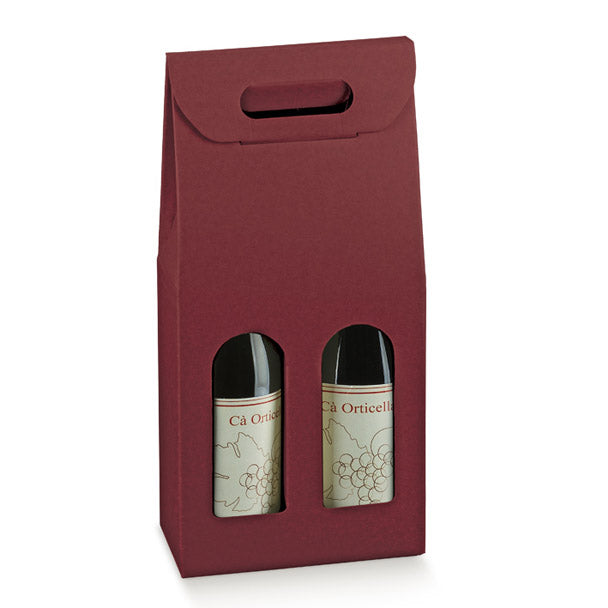 Caixas com Janela para Garrafas - Bordeaux - "Kraft"