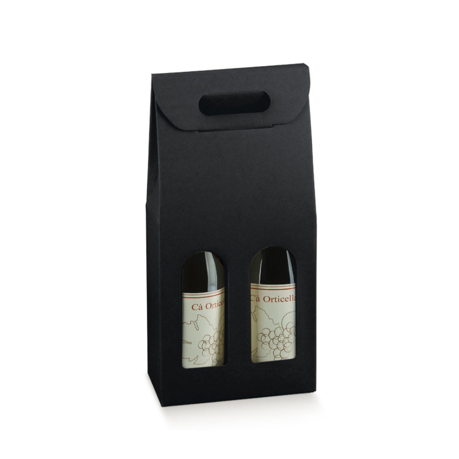 Caixas com Janela para Garrafas - Preto - "Kraft"