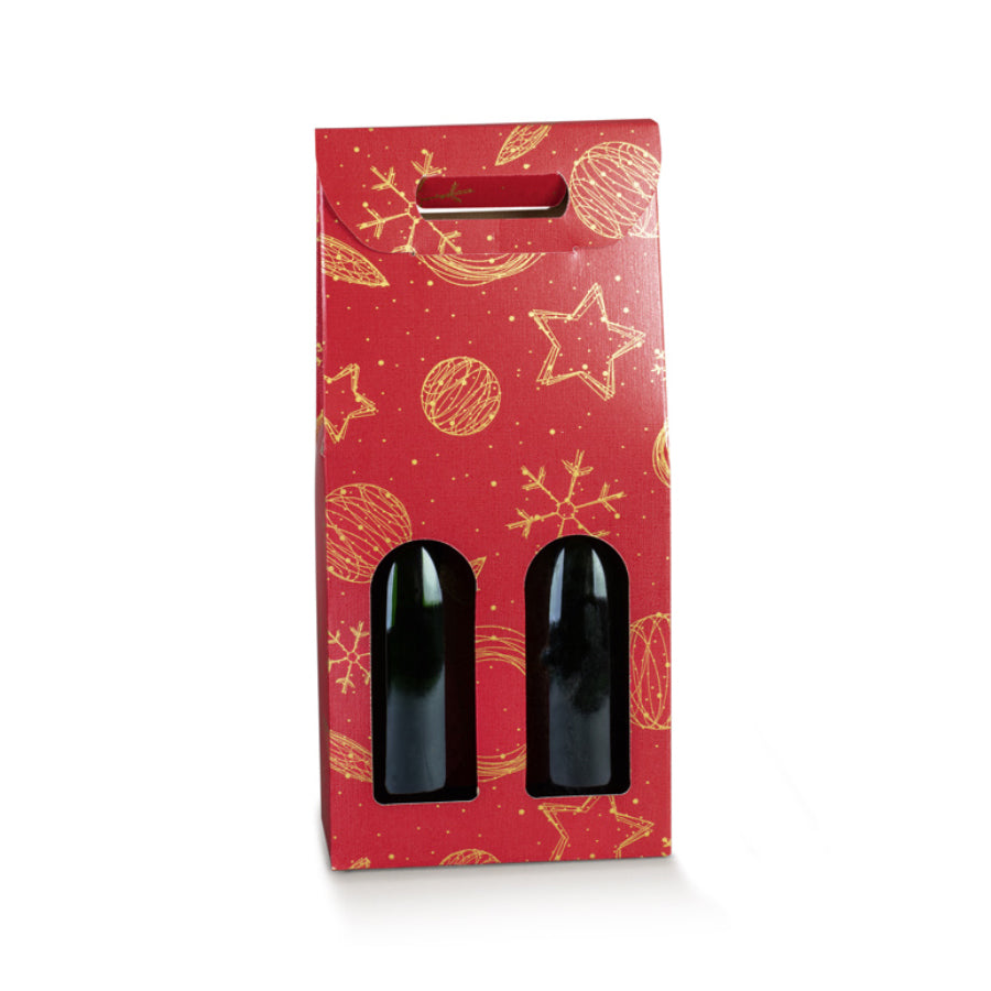 Caixas com Janela para Garrafas - Vermelho e Ouro - "Red Universe"