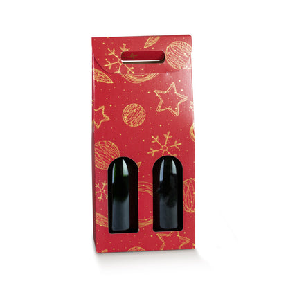 Caixas com Janela para Garrafas - Vermelho e Ouro - "Red Universe"