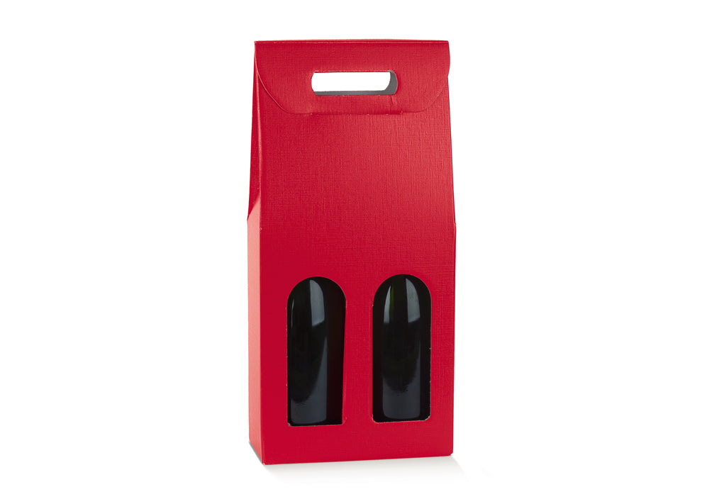 Cajas con ventana para botellas - Rojo - "Fibra"