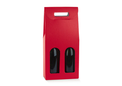 Cajas con ventana para botellas - Rojo - "Fibra"
