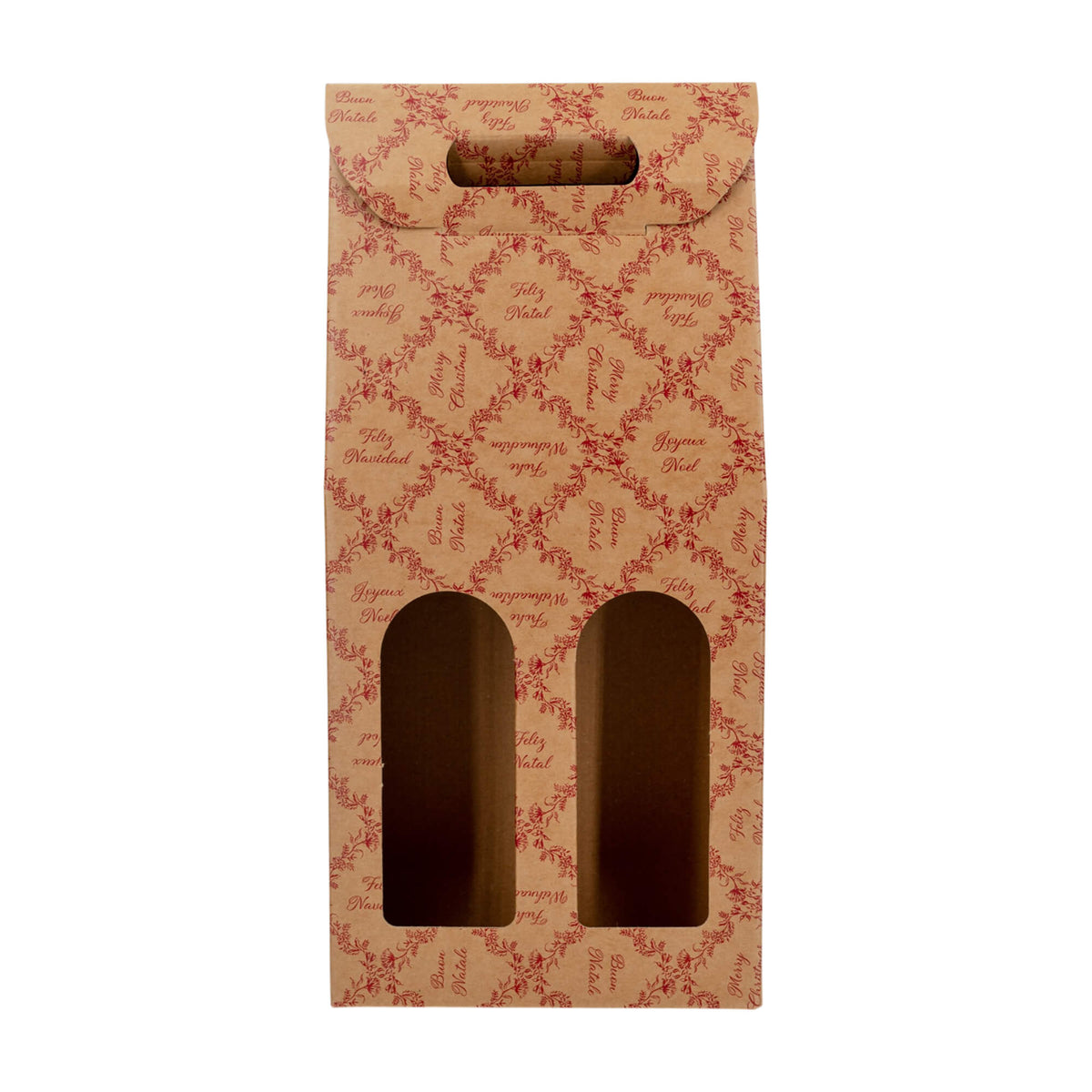 Cajas con Ventana para Botellas - Kraft y Rojo - "Royal Garden"
