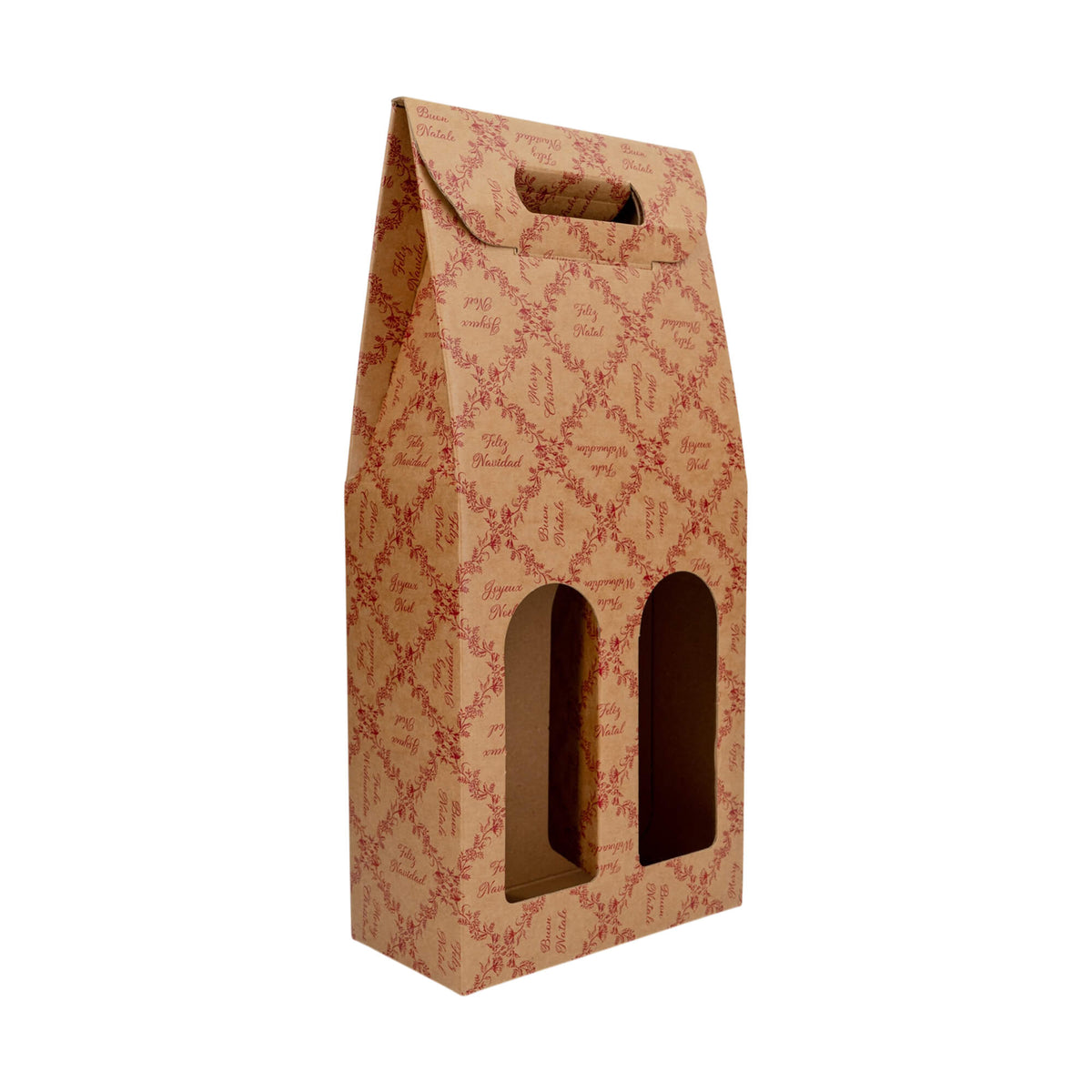 Cajas con Ventana para Botellas - Kraft y Rojo - "Royal Garden"