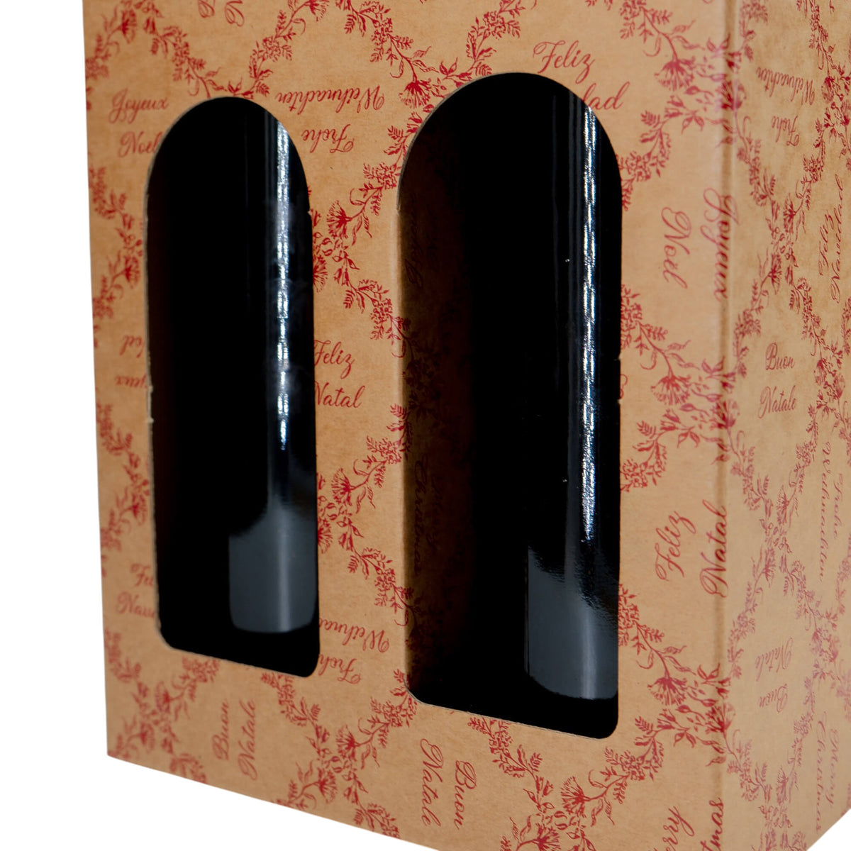 Cajas con Ventana para Botellas - Kraft y Rojo - "Royal Garden"