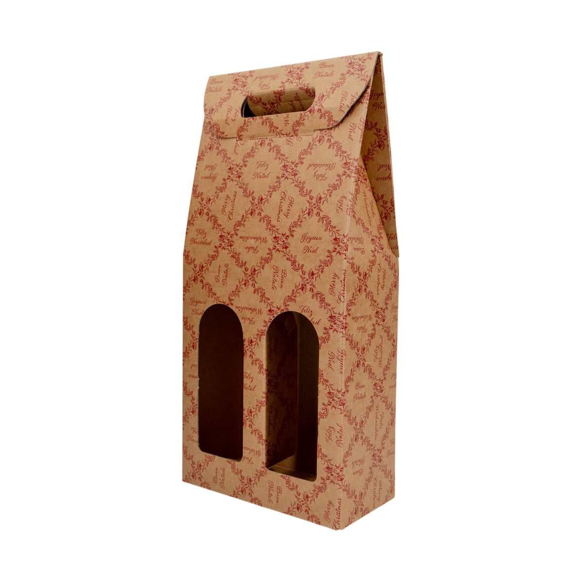 Cajas con Ventana para Botellas - Kraft y Rojo - "Royal Garden"
