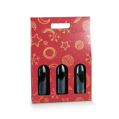 Caixas com Janela para Garrafas - Vermelho e Ouro - "Red Universe"