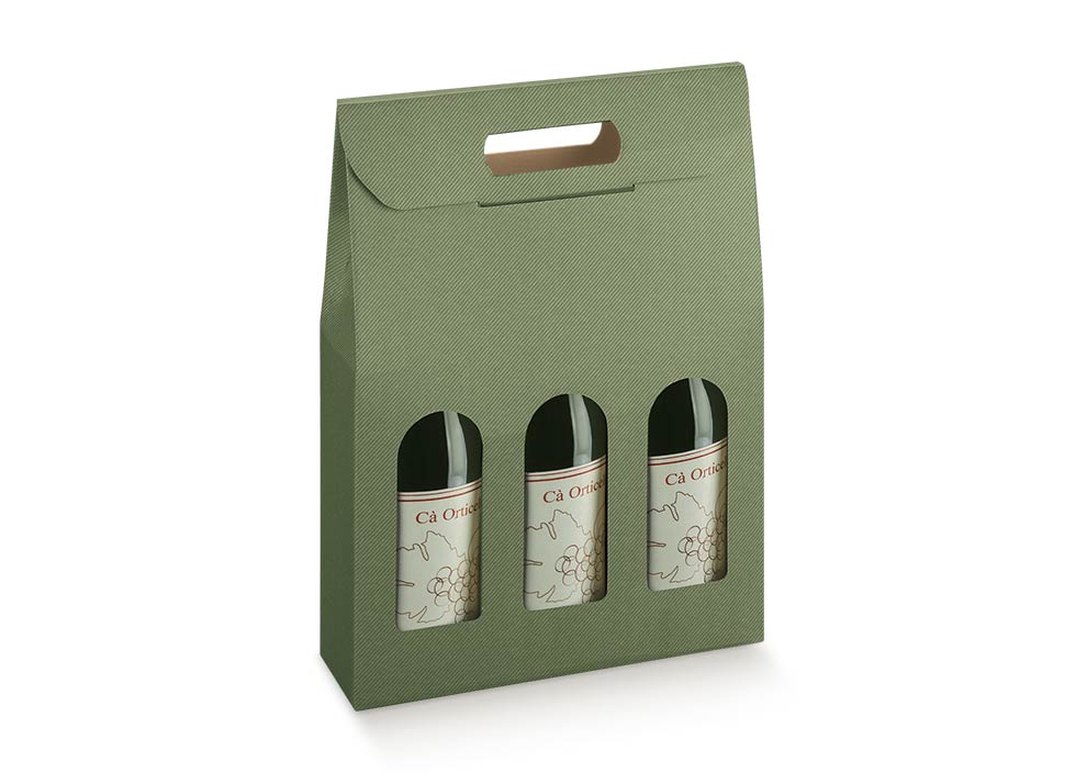 Caixas com Janela para Garrafas - Verde - "Linea"
