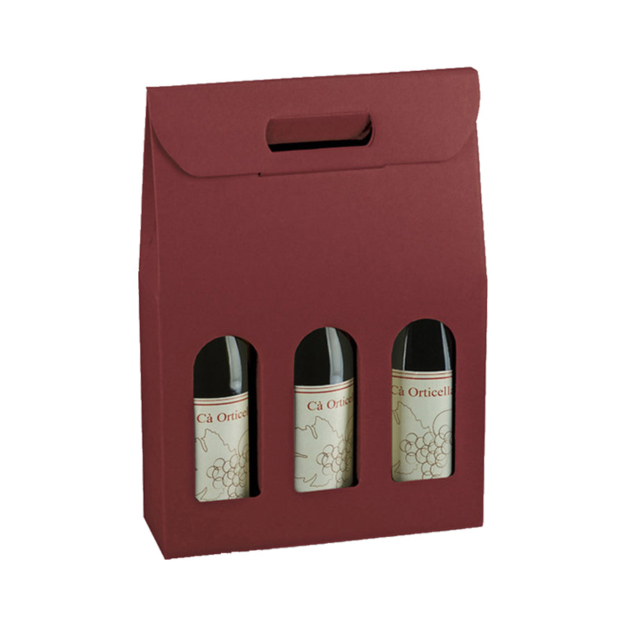 Caixas com Janela para Garrafas - Bordeaux - "Kraft"