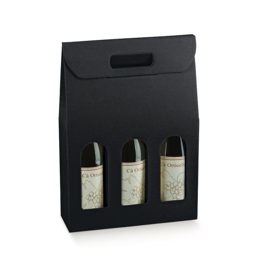 Caixas com Janela para Garrafas - Preto - "Kraft"