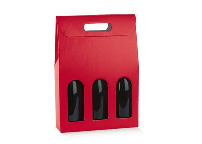 Cajas con ventana para botellas - Rojo - "Fibra"