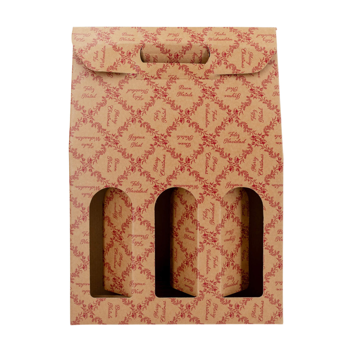 Cajas con Ventana para Botellas - Kraft y Rojo - "Royal Garden"