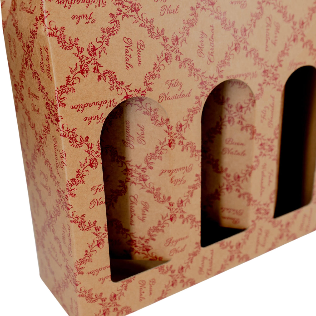 Cajas con Ventana para Botellas - Kraft y Rojo - "Royal Garden"