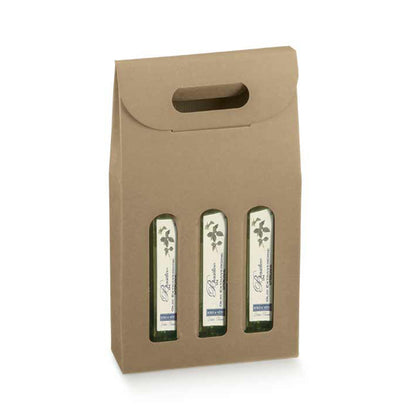 Cajas con ventana para botellas - Kraft - "Avana"