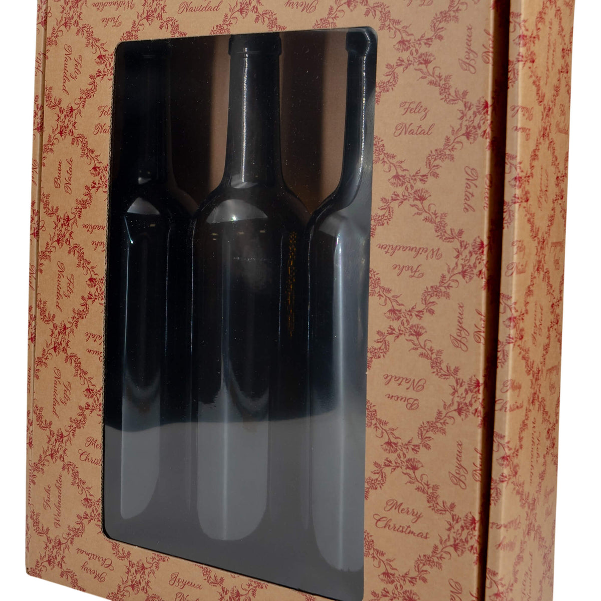 Cajas Cantinetta para Botellas - Kraft y Rojo - "Royal Garden"