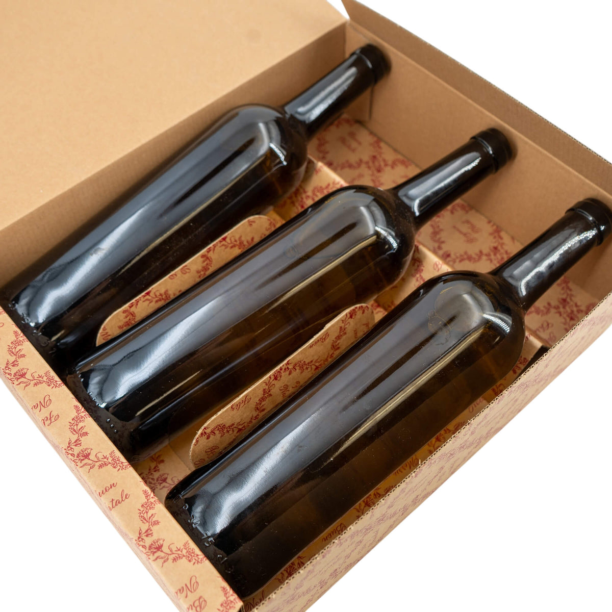Cajas Únicas para Botellas - Kraft y Rojo - "Royal Garden"