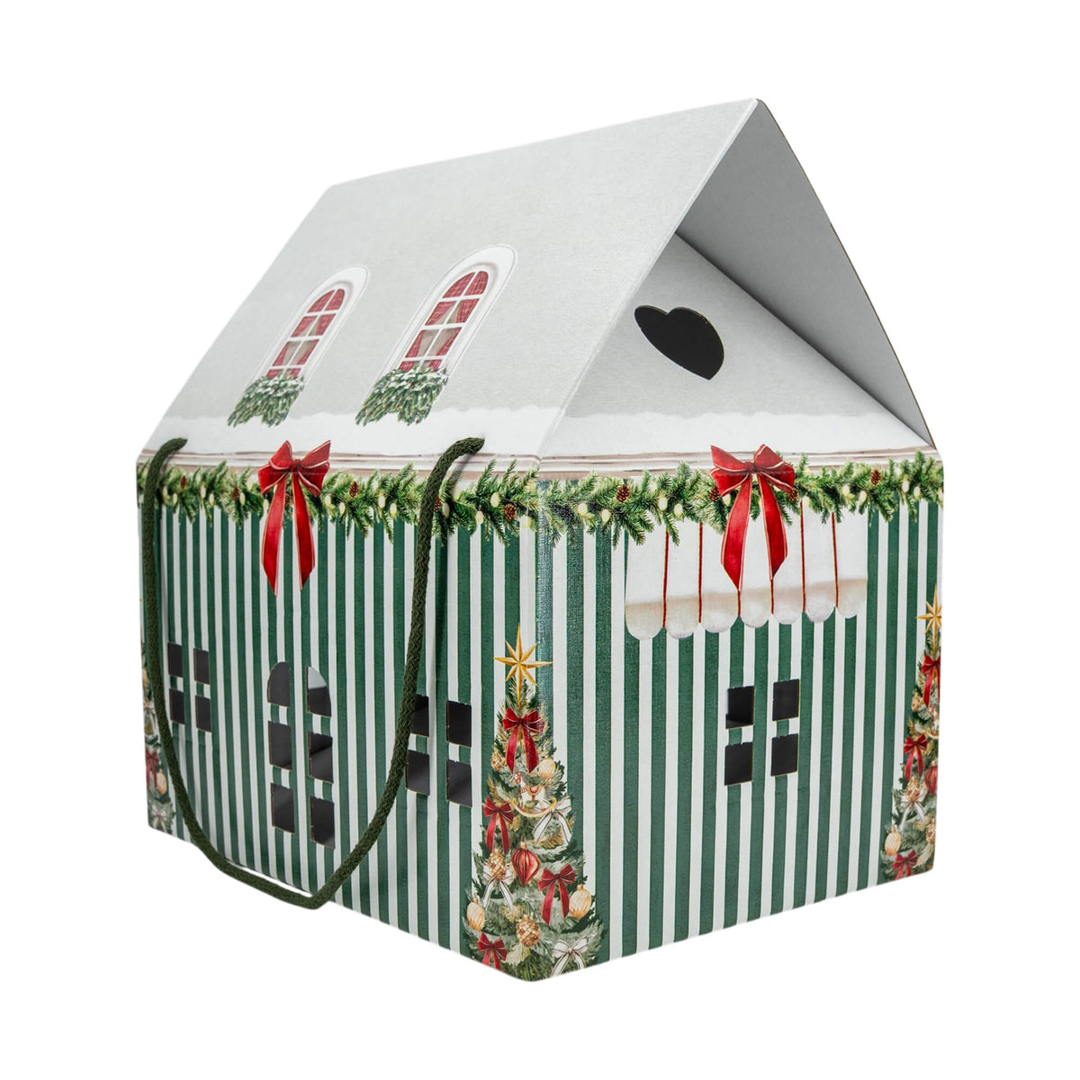 Caja Casa con Cordón - Verde y Blanco - "Market Verde"