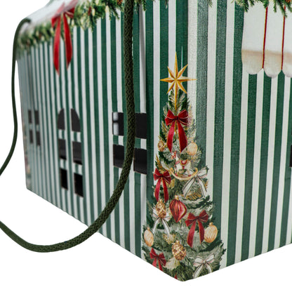 Caja Casa con Cordón - Verde y Blanco - "Market Verde"