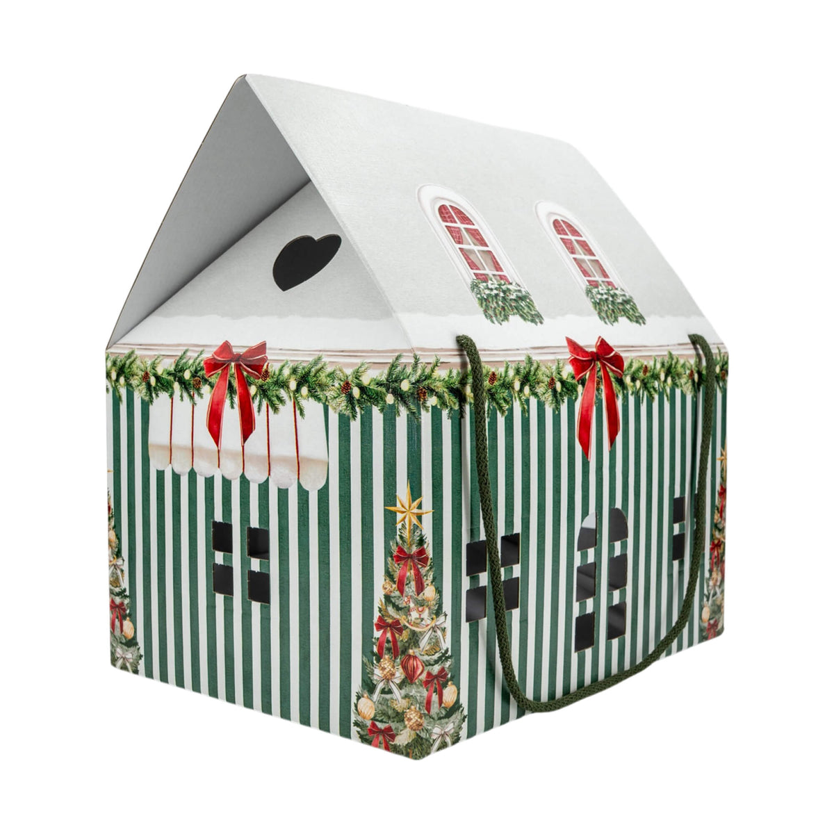Caja Casa con Cordón - Verde y Blanco - "Market Verde"