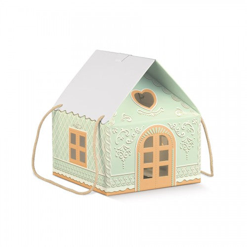 House Box with Cord - Green - "Little Houses"
