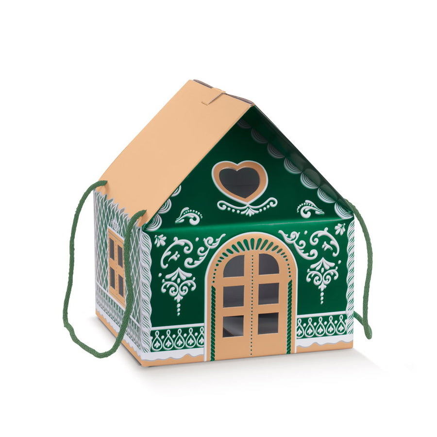 House Box with String - Green Kraft - "Little Houses"