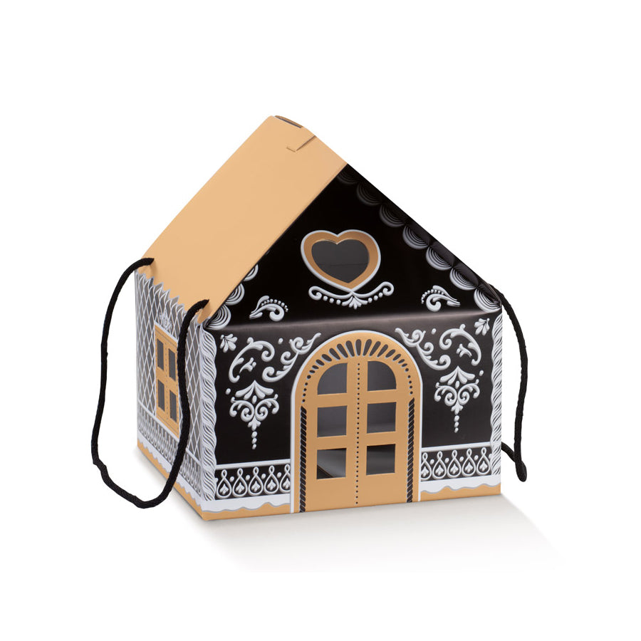 House Box with Drawstring - Black - "Little Houses"