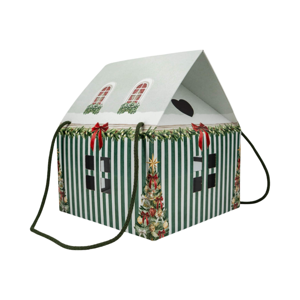 Caja Casa con Cordón - Verde y Blanco - "Market Verde"