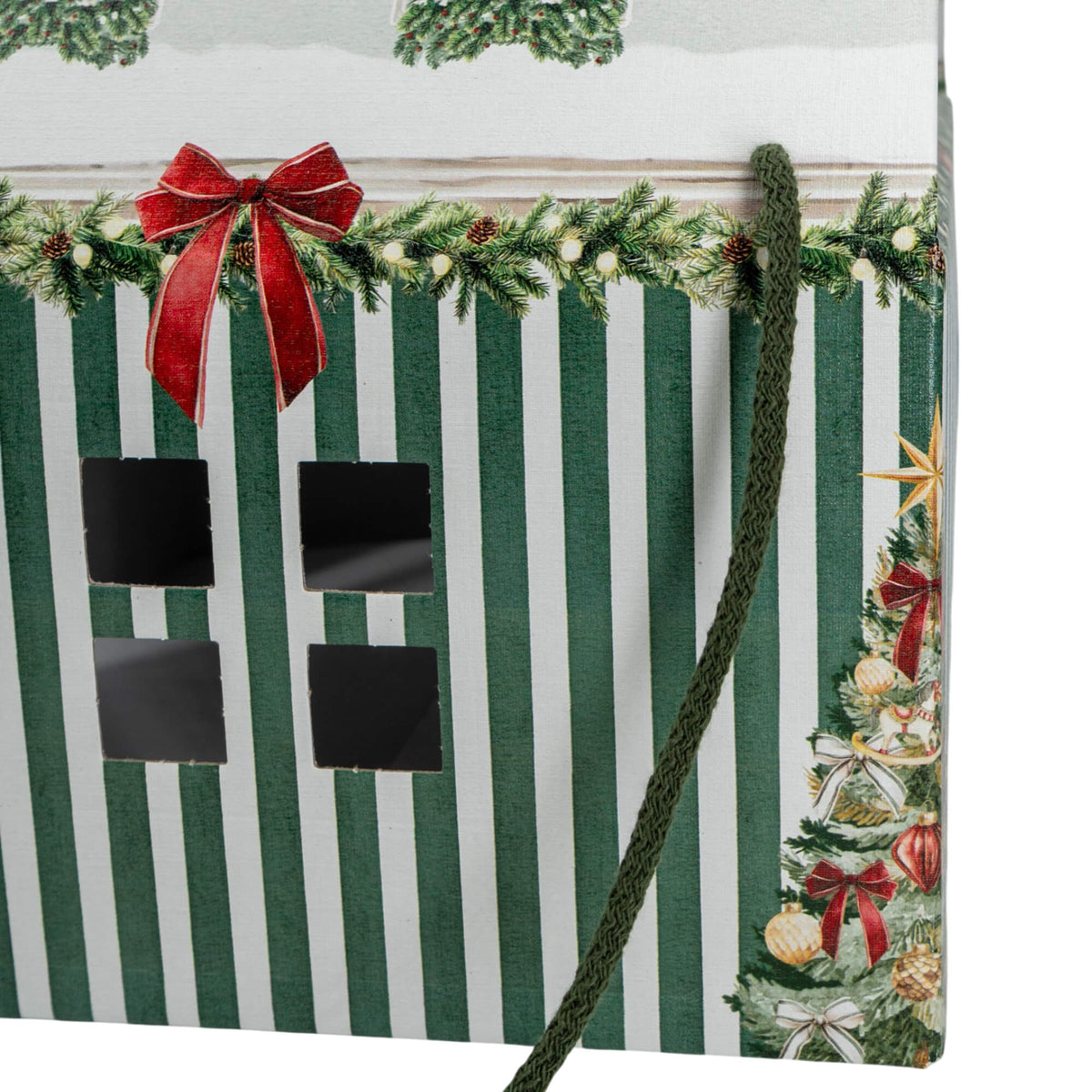 Caja Casa con Cordón - Verde y Blanco - "Market Verde"