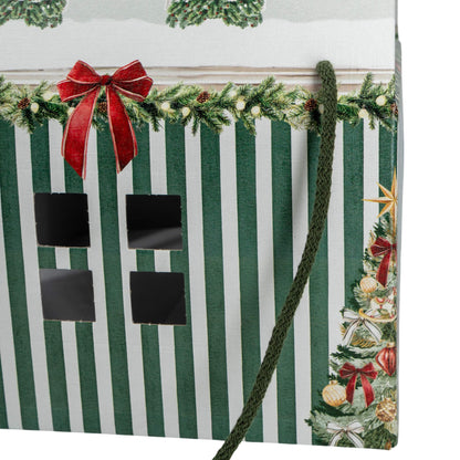 Caja Casa con Cordón - Verde y Blanco - "Market Verde"