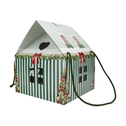 Caja Casa con Cordón - Verde y Blanco - "Market Verde"