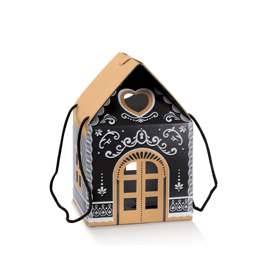 House Box with Drawstring - Black - "Little Houses"