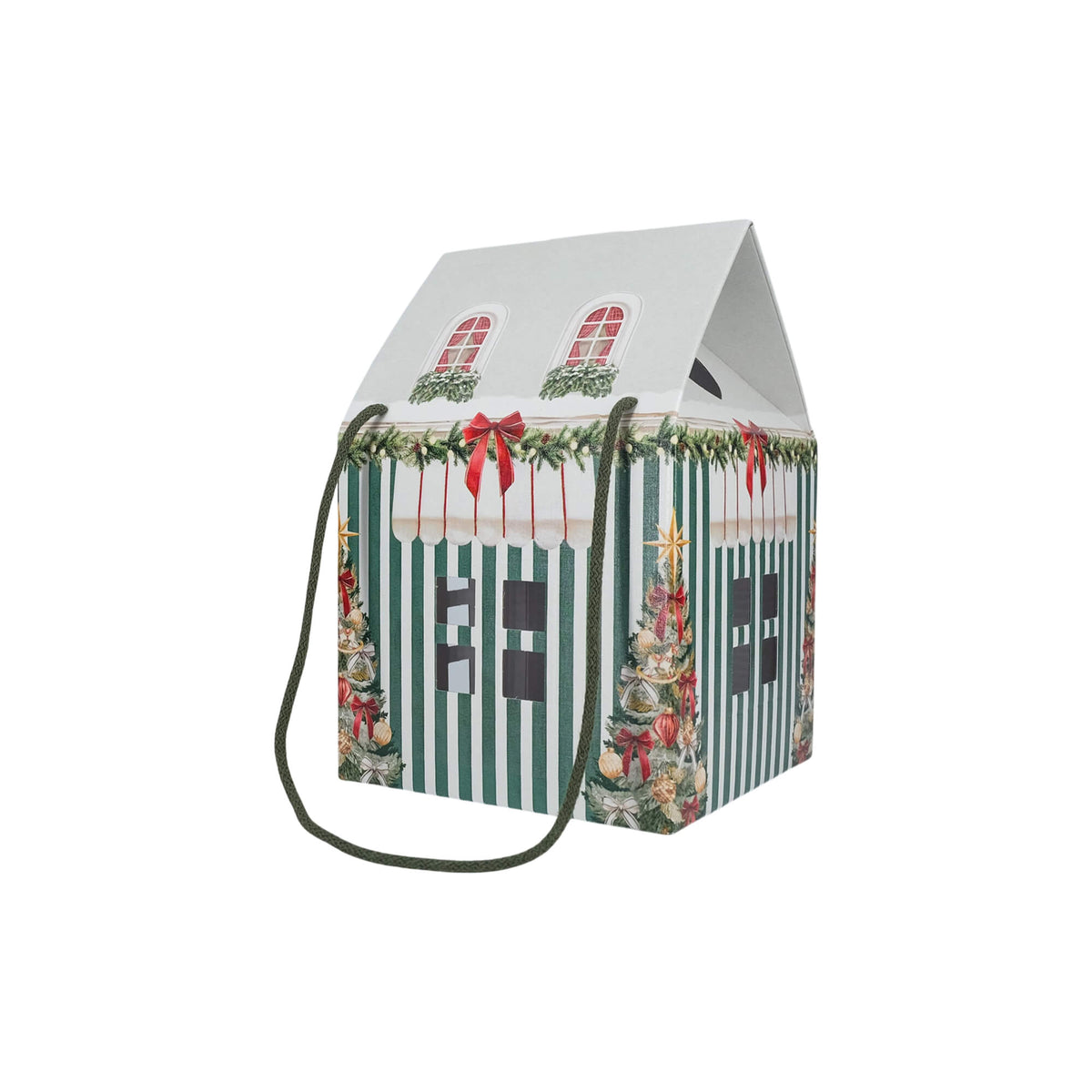 Caja Casa con Cordón - Verde y Blanco - "Market Verde"