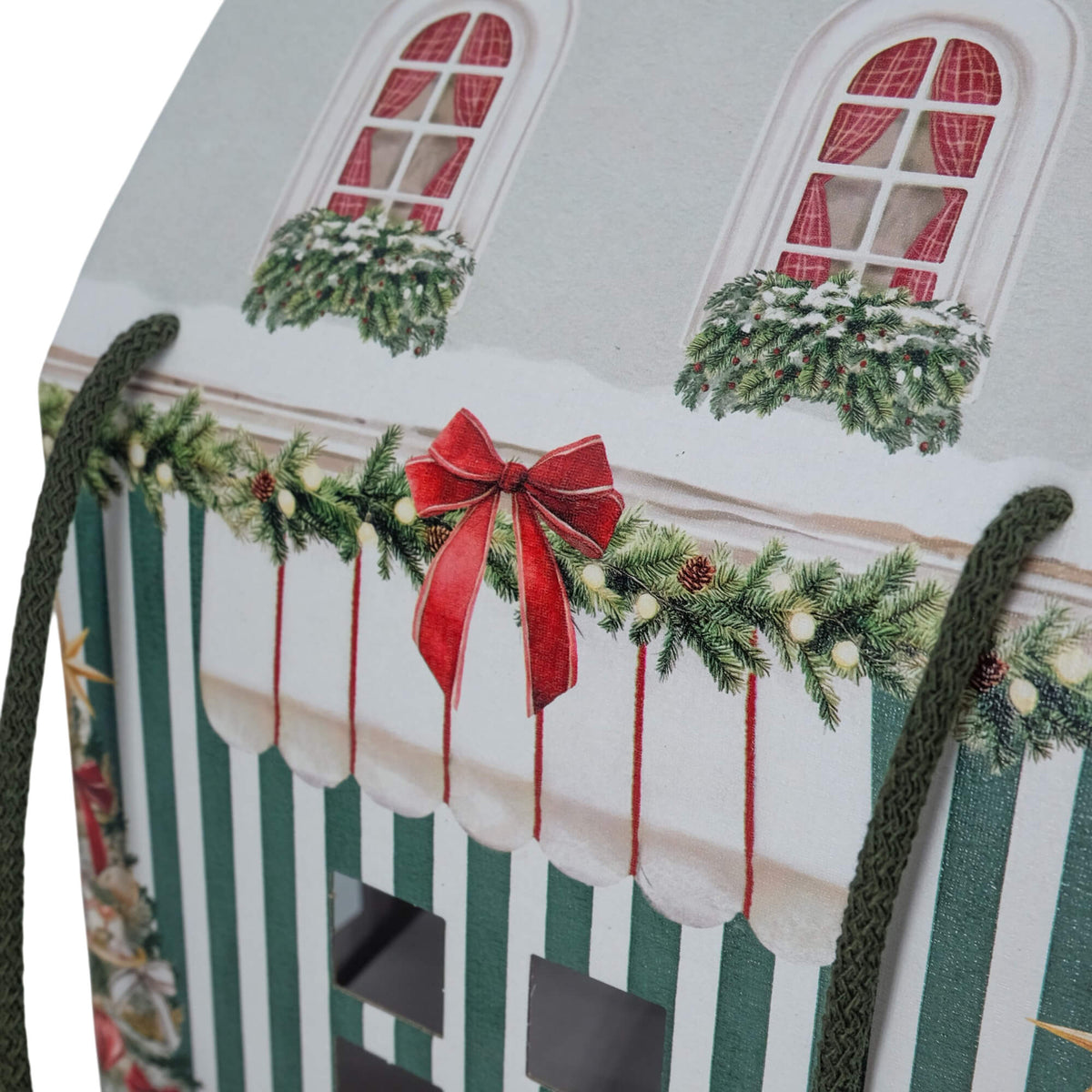 Caja Casa con Cordón - Verde y Blanco - "Market Verde"