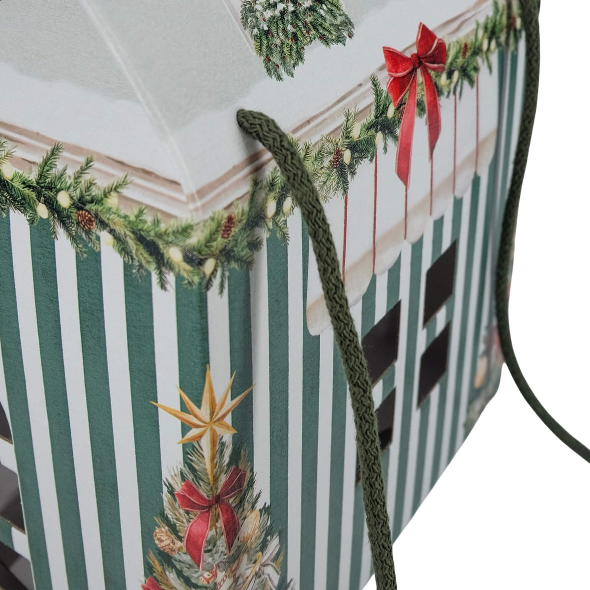 Caja Casa con Cordón - Verde y Blanco - "Market Verde"