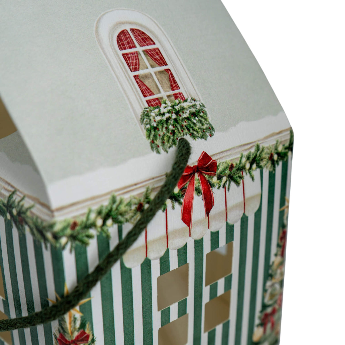 Caja Casa con Cordón - Verde y Blanco - "Market Verde"