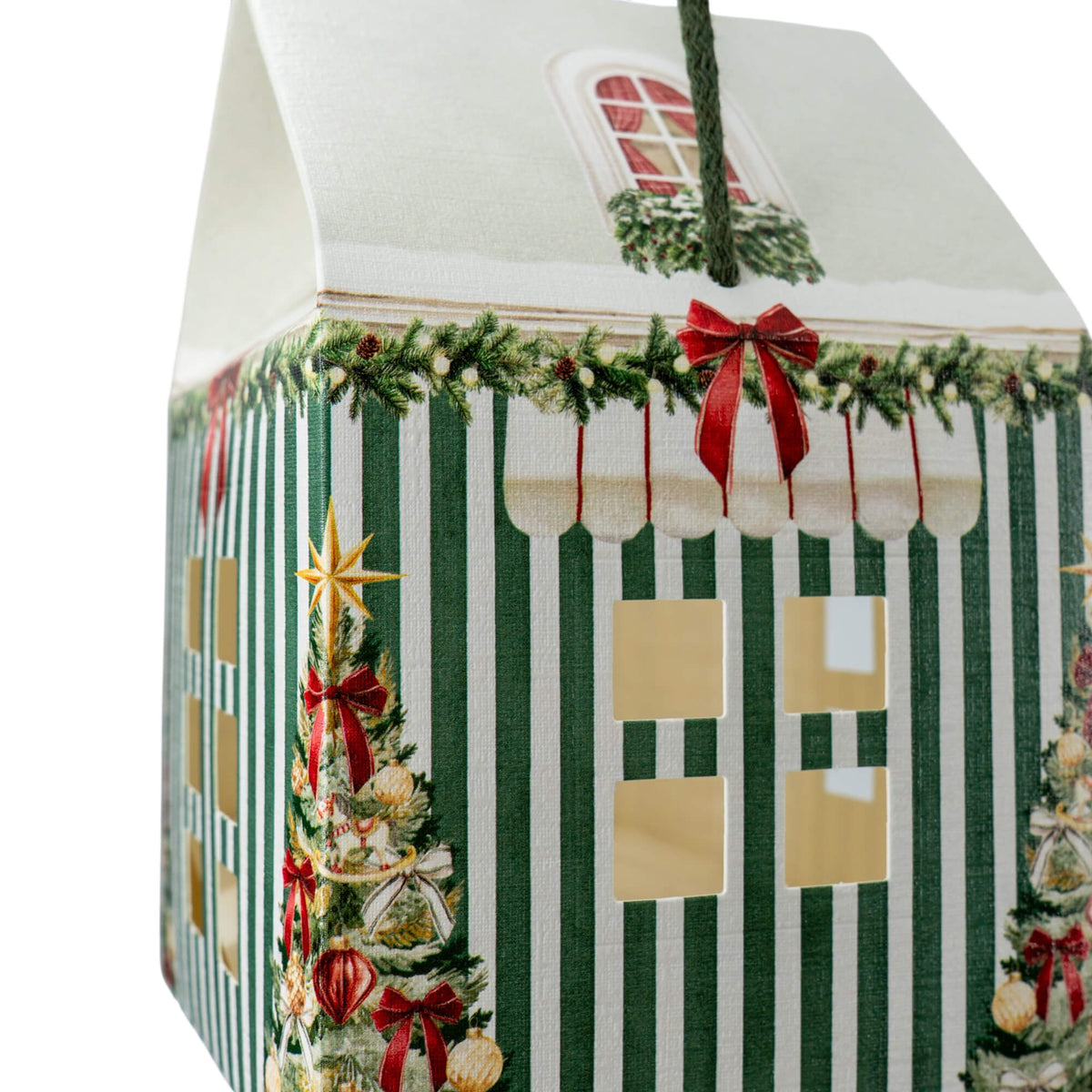 Caja Casa con Cordón - Verde y Blanco - "Market Verde"