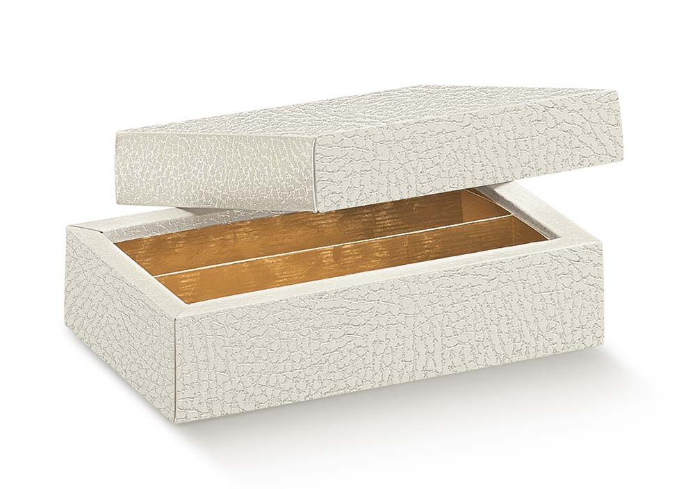 Caixas Quadretto com Interior em Ouro - Branco - "Pele"