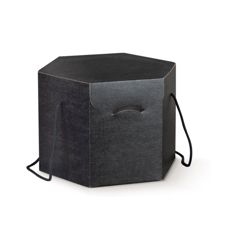 Caja hexagonal con cordón - Negra - "Flecha"