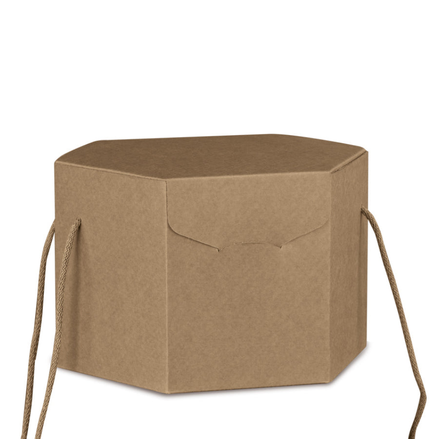 Caja hexagonal con cordón - Kraft - "Avana"