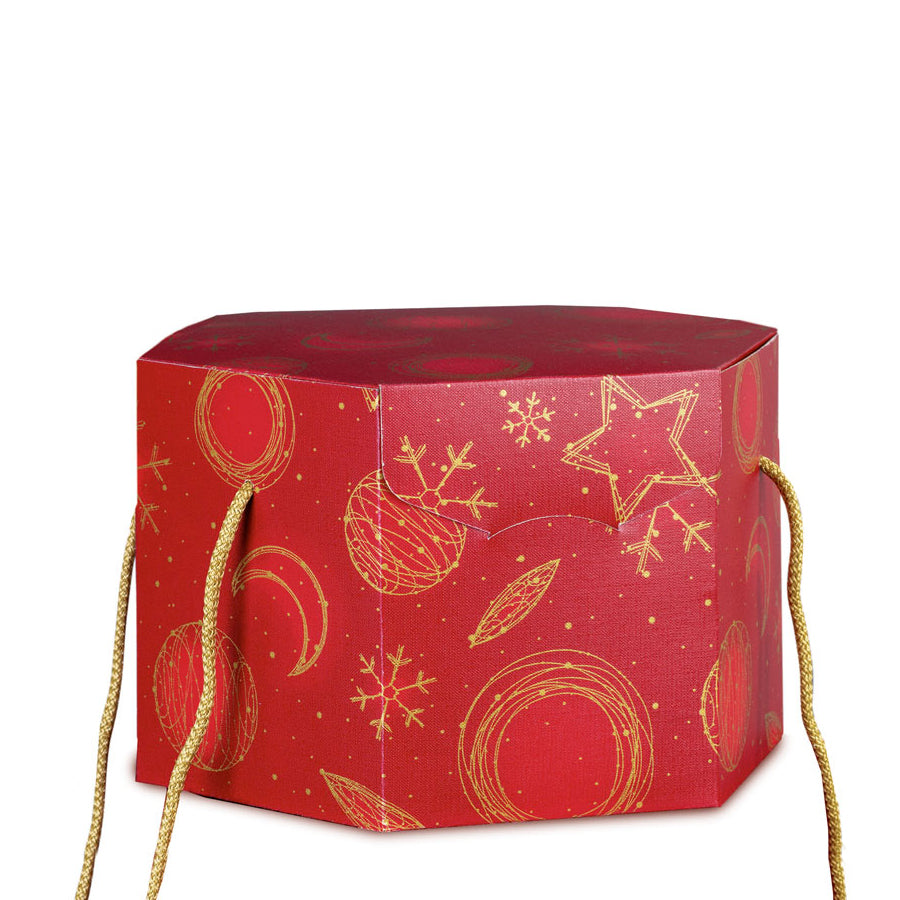 Hexagonal Box with Cord - Red and Gold - "Red Universe"