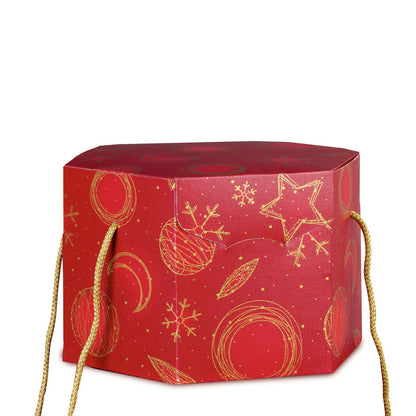 Hexagonal Box with Cord - Red and Gold - "Red Universe"